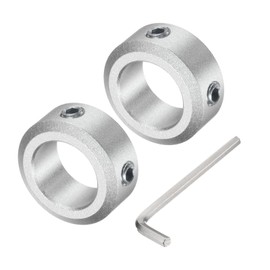 uxcell Set Screw Shaft Collar for 15mm Shaft, 2pcs Clamping Collars 24mm OD, 10mm Thickness, Aluminum Alloy Clamp-On Collar with M5 Set Screws and a Wrench