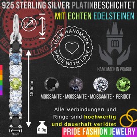 Agender Kette Anhänger mit Halsband, Handgefertigter Charm mit Edelsteinen aus Silber 925, Auch für Armband, Halskette, Kette - Genderqueer, Genderfluid PRIDE (Silber Platiniert, Agender Schmuck)