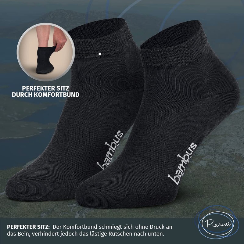 Piarini 6 Pairs of Bamboo Men's Socks Short Anti-Bacterial -