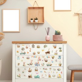 PLIGREAT 9 Sheets Easter Rub on Transfers for Crafts and Furniture Cute Bunny Floral Rub on Stickers 6" x 6" Spring Transfer Stickers for Easter Home Cabinet Ceramic Scrapbooking Decorative