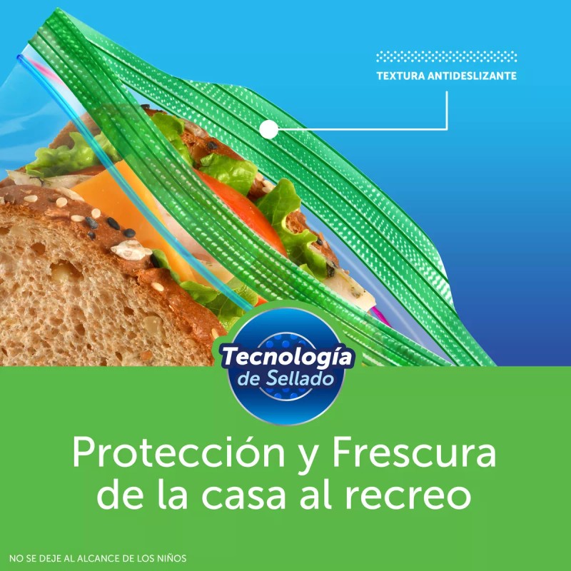 Ziploc Bolsas de Plástico Reutilizables Ziploc para Sándwich con Pestañas