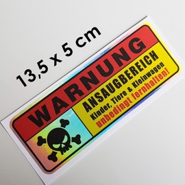 Folien-Zentrum - 2 x Warning Intake Area Flip Flop 13.5 x 5 cm - High-Quality Car Tuning Sticker - OEM & JDM Car Sticker - Funny Stickers for Car - Stickerbomb - Car Sticker - Made in Germany (2)