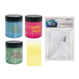 Trebbies Simon Hurley Lunar Paste Bundle - Clear Skies, Prom Queen, and Later Gator Lunar Paste - Includes 1 Palette Knife and 2 Scrapers Detail Sticks