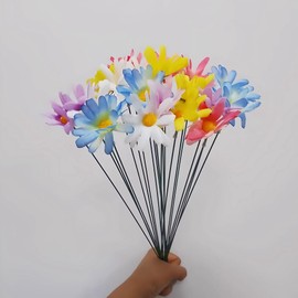 20 Pcs Daisy Flower Garden Stakes Decor,Decorative Stakes for Patio Garden,5 Colors Daisy Flower Garden Stakes for Lawn,Yard, Flower Pot & Indoor Plants Decorations