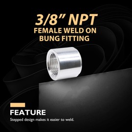 OXCANO 3/8" NPT Female Weld On Bung Aluminum Bung Pipe Thread Pipe Fitting Adapter 3/8" Weldable Fuel Tank Fitting Adapter Car Accessories, Use With Fuel, Oil, Gas and Water 2PCS