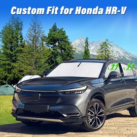 KMF Full Window Sun Shade Custom Fit for Honda HR-V Accessories 2016-2022, Privacy Car Window Covers for Windshield & Rear, UV Block and Blackout for Camping/Baby