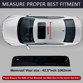 42.5" 1062mm Sunroof Wind Deflector, Tape-on Sunroof Rain Guards, Universal Fit Tinted Moonroof Vent Visor Car Accessories