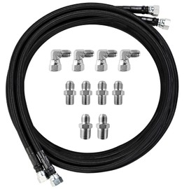 MuRealy Braided Lines Transmission Cooler - Upgraded 6AN 52-Inch Black Nylon Braided Cooler Lines, Compatible with TH350 700R4 TH400 NP-700RTL 3L80, Cooler Line for Chevy Ford Mopar GM Buick