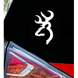 H-TRADINGS Browning Deer Head Decal Sticker - Sticker Graphic - Trailor RV Auto ,Boat, Wall, Laptop, Cell, Truck Sticker for Windows, Bumper Cars, Trucks 5.1 inches White
