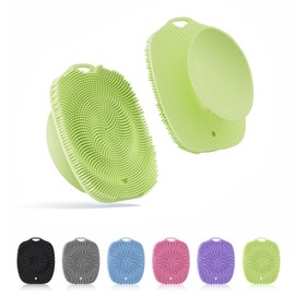 ARIOSOX, Soft Silicone Body Scrubber, Gentle Like a Hand Exfoliating Your Skin and Build Up Lather Easily, Back Large Suction Cup Easy to Store, Long-Lasting & Deep Clean （Green