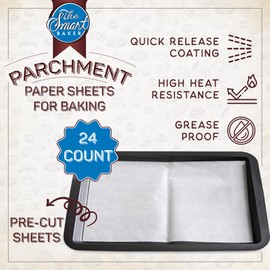 Parchment Paper Sheets for Baking: Oven Safe Parchment Paper, Parchment Sheets, Bakery Quality Baking Paper for Perfect Result, Greaseproof Nonstick 24 pieces Pre-Cut Baking Sheets 10 x 15" Medium