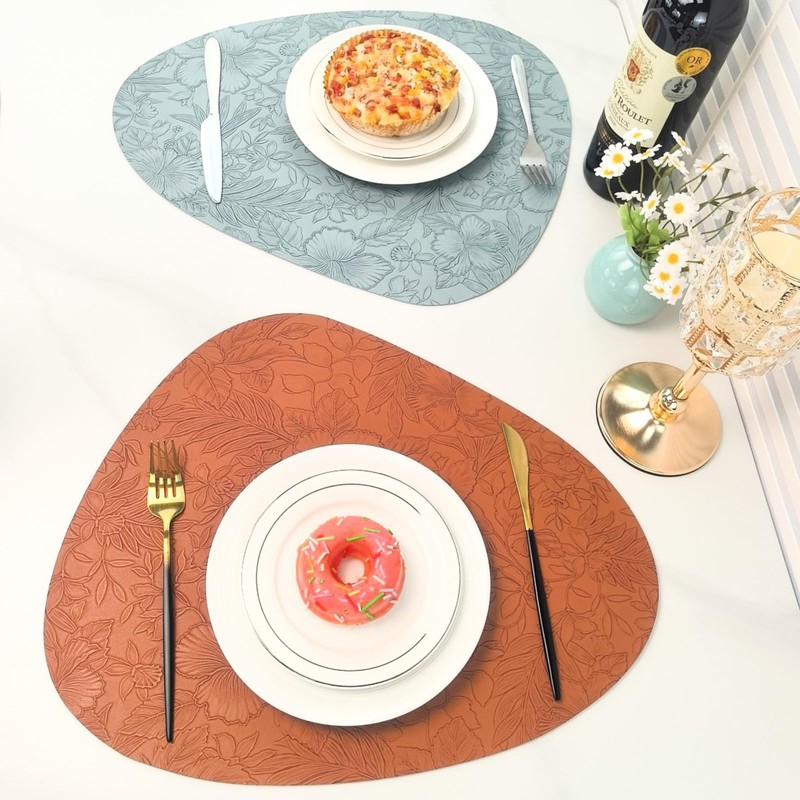 Livtoch Faux Leather Placemats Set of 6 with Coasters, Floral