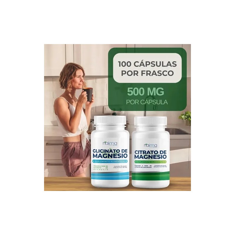 Glicinato Citrato Magnesio Naima Kit Frascos 100 Caps