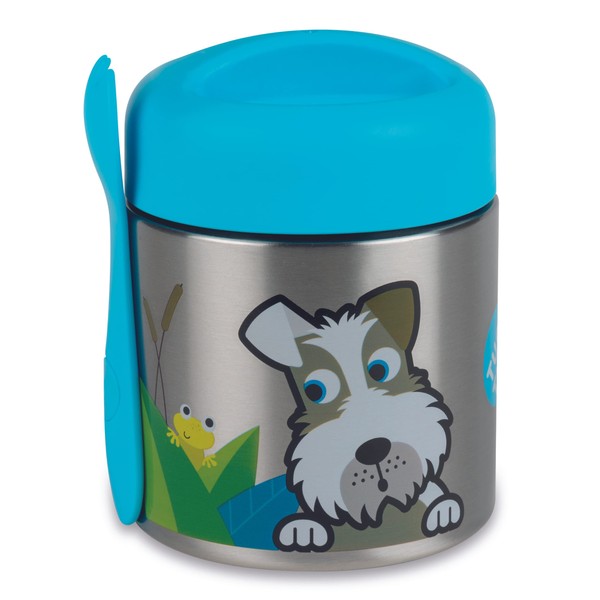 TUM TUM Kids Food Flask with Magnetic Spork & Easy Open Lid, Insulated Food Jar, 300ml, Scruff the Dog