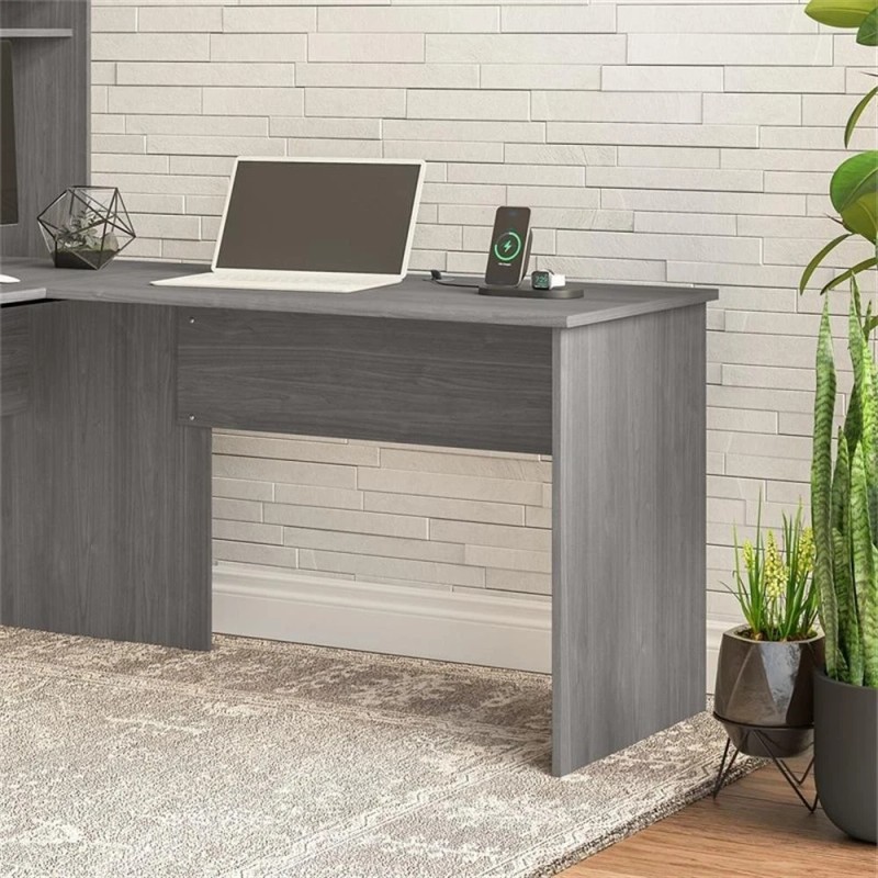 Pemberly Row Modern Desk Return in Modern Gray - Engineered