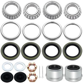 2 Sets 25580 14125A Trailer Bearing Kits, Grease Seals, Spindle Nuts, 2.72" Dust Caps, Rubber Plugs, Cotter Pins, Washers for 5200-7000 lb Axles