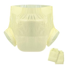 CutiePlusU Adult Nappies, Dry Surface, Maximum Absorbency Overnight, Disposable Incontinence Nappies - Yellow, Pack of 2 (Size 37"-47")