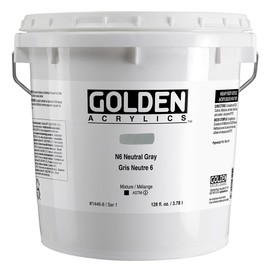 Heavy Body Acrylics by GOLDEN, N6 Neutral Gray, 128 fl. oz. Pail, Professional Acrylic Paint, Opaque