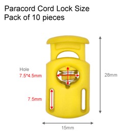 CooBigo 10 Pack Plastic Spring Cord Locks for Drawstring Paracord, Cord Stopper Toggle Clasps for Sweatpants Hoodie Gloves Hats Swim Goggles String Clip Elastic Shoeslace String Lock Yellow
