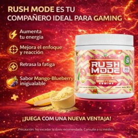Level Up Rush Mode Preentreno Gamer  Nootropic Pre-Workout for Focus  Energy, 180g Mango Blueberry                                                    