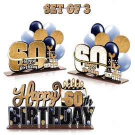 LINGTEER Happy 60th Birthday Gold Acrylic Table Topper Centerpieces Set - Cheers to Sixty Years Old Birthday 60th Bday Party Gift Decorations.