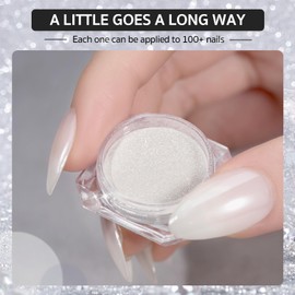 GAOY Chrome Nail Powder, Mirror Effect Pearlescent Shimmer Glitter Pigment Mermaid Aurora Nail Art Decorations, Pearl White