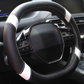 Mayco Bell Microfibre Leather Car Steering Wheel Cover Fit for Peugeot 206 207 208 2016-2019 508 208 2019 e-208 (White)