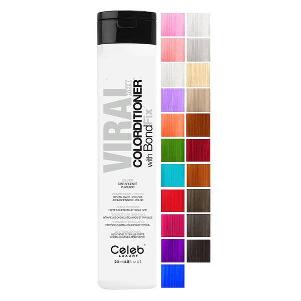 Celeb Luxury Intense Color Depositing Colorditioner Conditioner + BondFix Bond Rebuilder, Vegan, Sustainably Sourced Plant-Based, Semi-Permanent, Viral and Gem Lites Colorditioners