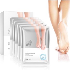 5 Pares de Mascarillas Exfoliantes De Pies, Esencia de Leche de Cabra Cuidado de los Pies Pies Calcetines, Men Women Exfoliating Foot Mask (Elimina Piel Muerta Suaviza El Talón Y Lo Aclara)