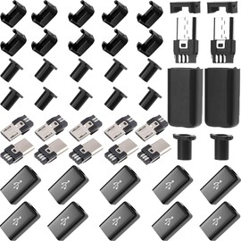 Youmile Micro USB Female Micro USB Plug Kit USB Plug Set Type B Micro USB Type B Male with Plastic Case Black for DIY Enthusiasts Pack of 12