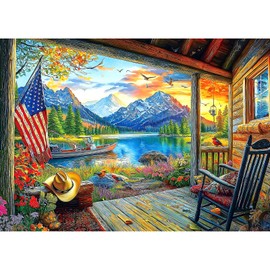 Lake Village 1000 Piece Jigsaw Puzzle for Adults Sunset Nature Scene Colorful Landscape Puzzle Challenging Family Puzzle Perfect for Game Nights (27.5"X19.6")