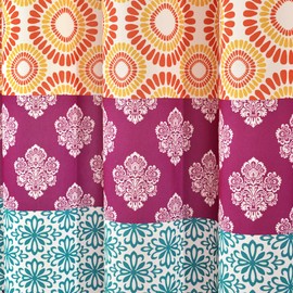 Lush Decor Bohemian Stripe Shower Curtain, 72" W x 72" L, Fuchsia & Orange - Boho Shower Curtain - Colorful Striped Bathroom Curtain - Maximalist & Boho Bathroom Decor