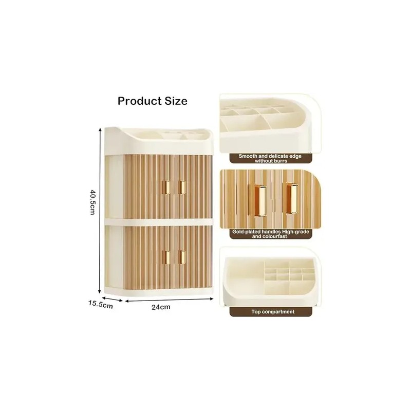 Organizador De Maquillaje 3 Capas Con Puerta Transparente