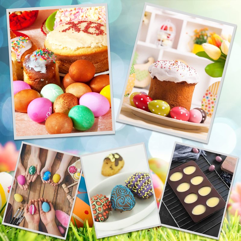2-pack Easter Egg Silicone Molds for Cake Decorating,Peanut Butter Chocolate,