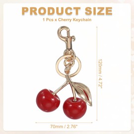PATIKIL Cherry Keychain for Women Bag Purse Charm Cute Cherry Accessories with Key Ring and Clip for Handbag Keys Car Ring, Red-Light Gold