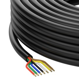 DOAUTO 27 Foot Heavy Duty 14/12/10AWG 7 Way Round Conductor Blade Wiring RV Trailer RV SAE Cord Harness Wire, 7 Individually Jacketed RV Tow Hitch Caravan Cord Cable Insulated Wiring14/4 10/2 12/1