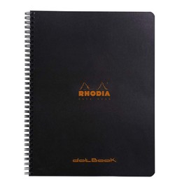 Rhodia 193039C - Spiral Notebook (Full Bound) Notebook Black - A4+ - Dot Dot - 160 Detachable Pages - White Clairefontaine Paper 80 g/m - Soft and Resistant Cover - Classic