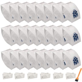 LANROON 24 Pack GN Bags Compatible with Miele Bags Classic C1 Complete C1 Complete C2 Complete C3 S227/S240 S270 S400 S2 S5 S8 Series Canister Vacuum（24 Bags & 6 Filters & 1 Brush）