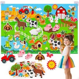 Farm Animals Felt Story Board Set, 3.5Ft 38Pcs Interactive Storytelling Busy Board Toys for 2 Year Old Boy Girl, Animal Farm Barnyard Preschool Learning Activities Toddler Toys for Ages 2-4 Gifts