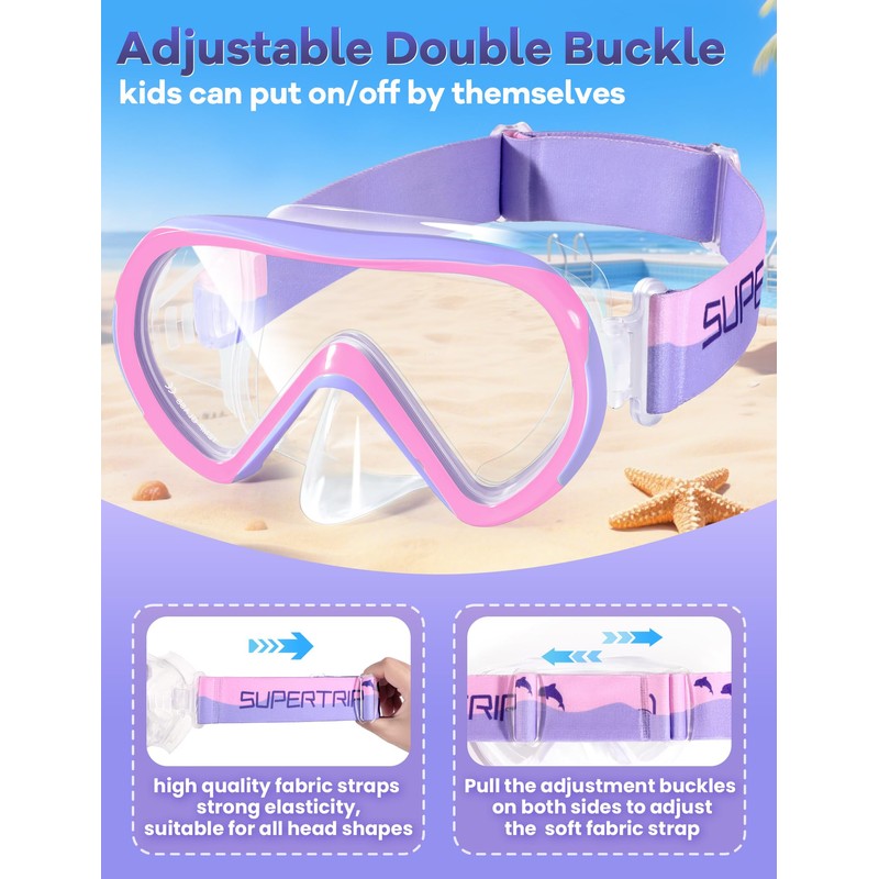 Supertrip Kids Swimming Goggles with Nose Cover for Ages 6-14,