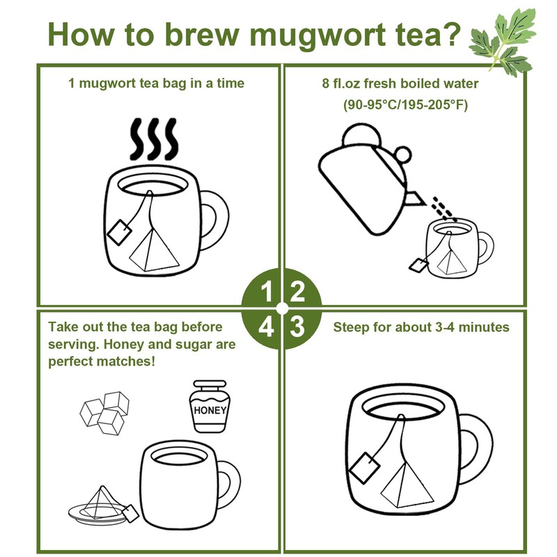 FullChea - Mugwort Tea Bag 40 Teabags, 1.5g/bag - 100%