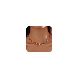 SELFROSE Initial Necklaces for Women,Cute Letter Necklace Dainty Beaded Heart Choker Necklaces for Women Trendy Preppy Stuff Summer Jewelry