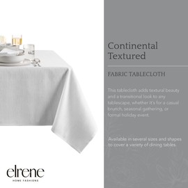 Elrene Home Fashions Continental Solid Texture Water, Stain & Wrinkle Resistant Tablecloth, 52"X70" Rectangle, White