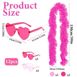 DXPETA 12Pcs Feather Boa, Pink Feather Boas Multipack for Party Decorations, Costume Accessories, Wedding and Holiday Celebrations