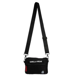 Gorilla Wear Brighton Crossbody Bag - schwarz - Tasche zum Sport Wandern Arbeit Schule Einkaufen Erwachsene Outdoor Baumwolle mit Logo praktisch zum umhängen reissverschluss, Einheitsgröße