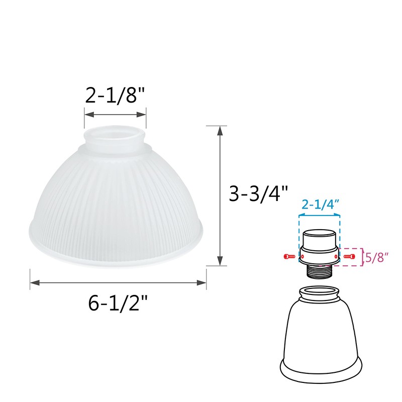 Aspen Creative Frosted 23086-4 Transitional Style Replacement Dome Shaped Ribbed