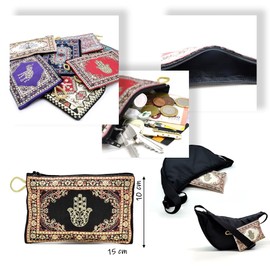 BDM Turkish Fabric Zip Wallet with Hand of Fatima - Elegance and Protection, Various Models
