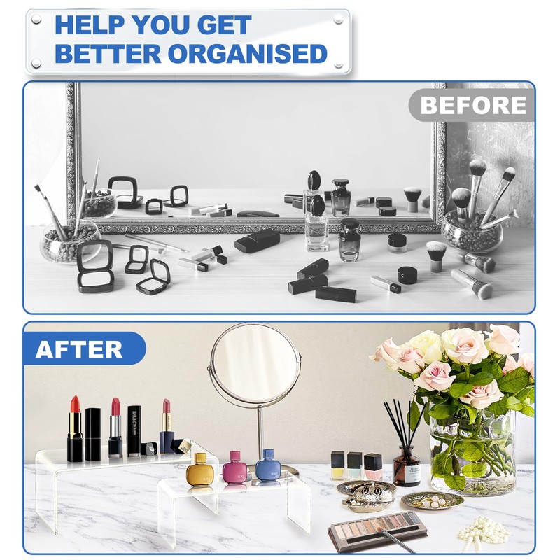 Aheroi Large Acrylic Risers, 8 Pcs 2 Set(7”L~8”L~9”L) Acrylic Display