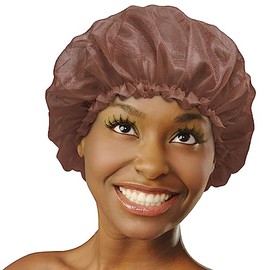Donna Gorro Satén Dormir Tratamiento Argán Ricino Negro Accesorio Cabello Ducha Reutilizable Mujer Talla Color Marrón