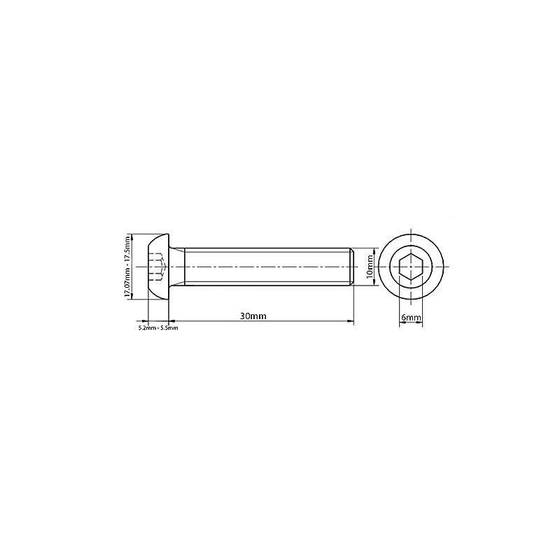 M10 (10mm x 30mm) Marine Grade Button Head Screws Allen